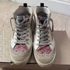 Golden Goose Pink Glitter and Cream Sneakers